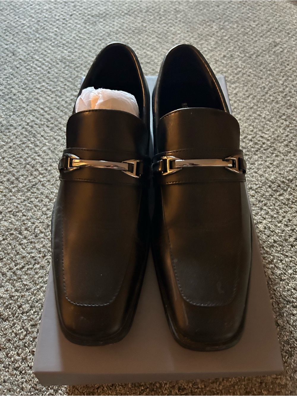 Men's Black Leather Bit Slip-On Loafers